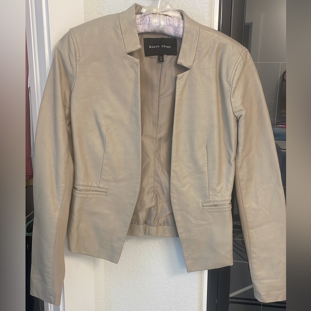 neutral velvet jacket